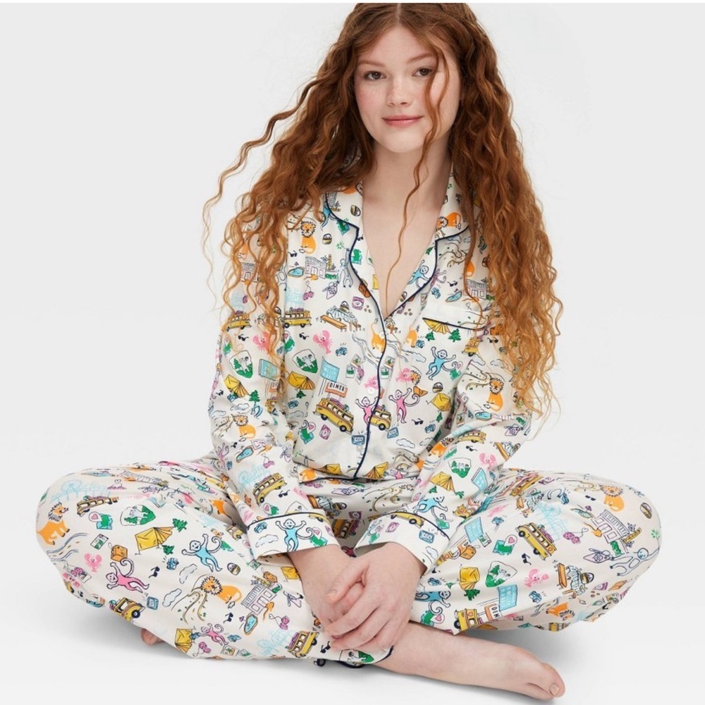 Roller Rabbit x Target Women’s Roadtrip Long Sleeve Multicolor Pajama Set XXS - Picture 11 of 13